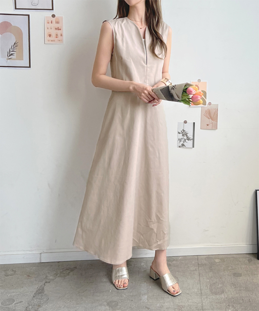 Vネックフレアツイルワンピース トップス Futier