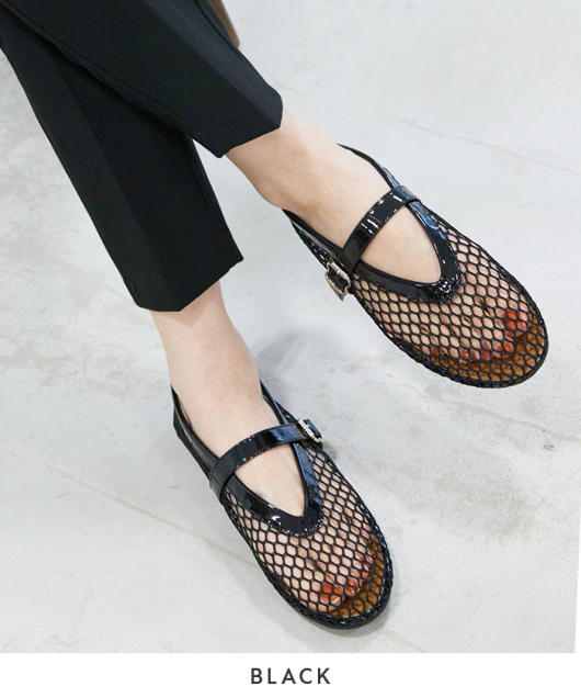 ベルトメッシュバレエフラットシューズ シューズ Futier