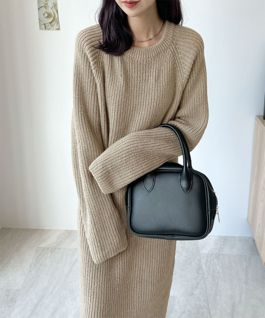zip付前後2wayニットロングワンピース トップス Futier
