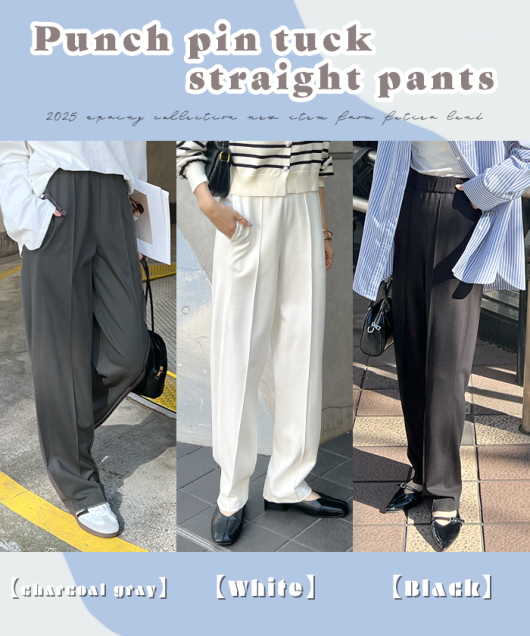 スラックス パンツ color pin tuck straight pants レディース