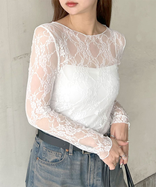 ボートネックシアーレーストップス トップス Futier