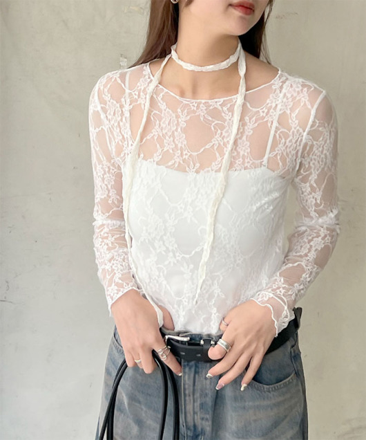 ボートネックシアーレーストップス トップス Futier