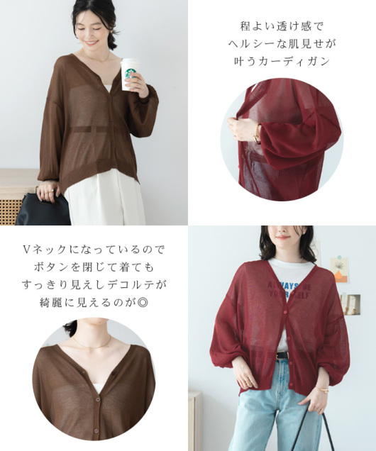 バルーンスリーブシアーカーディガン トップス Futier