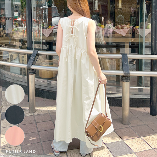 バックリボンAラインワンピース トップス Futier